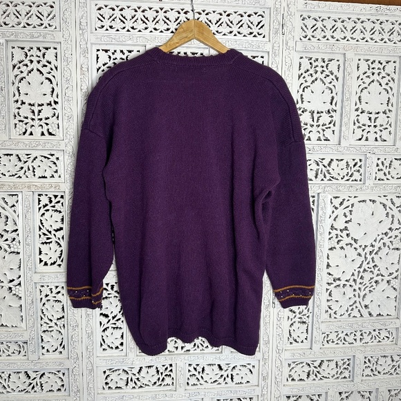 Vintage Maggie Lawrence Purple & Gold Grannycore Button Up Cardigan Sz 2X - Picture 7 of 8